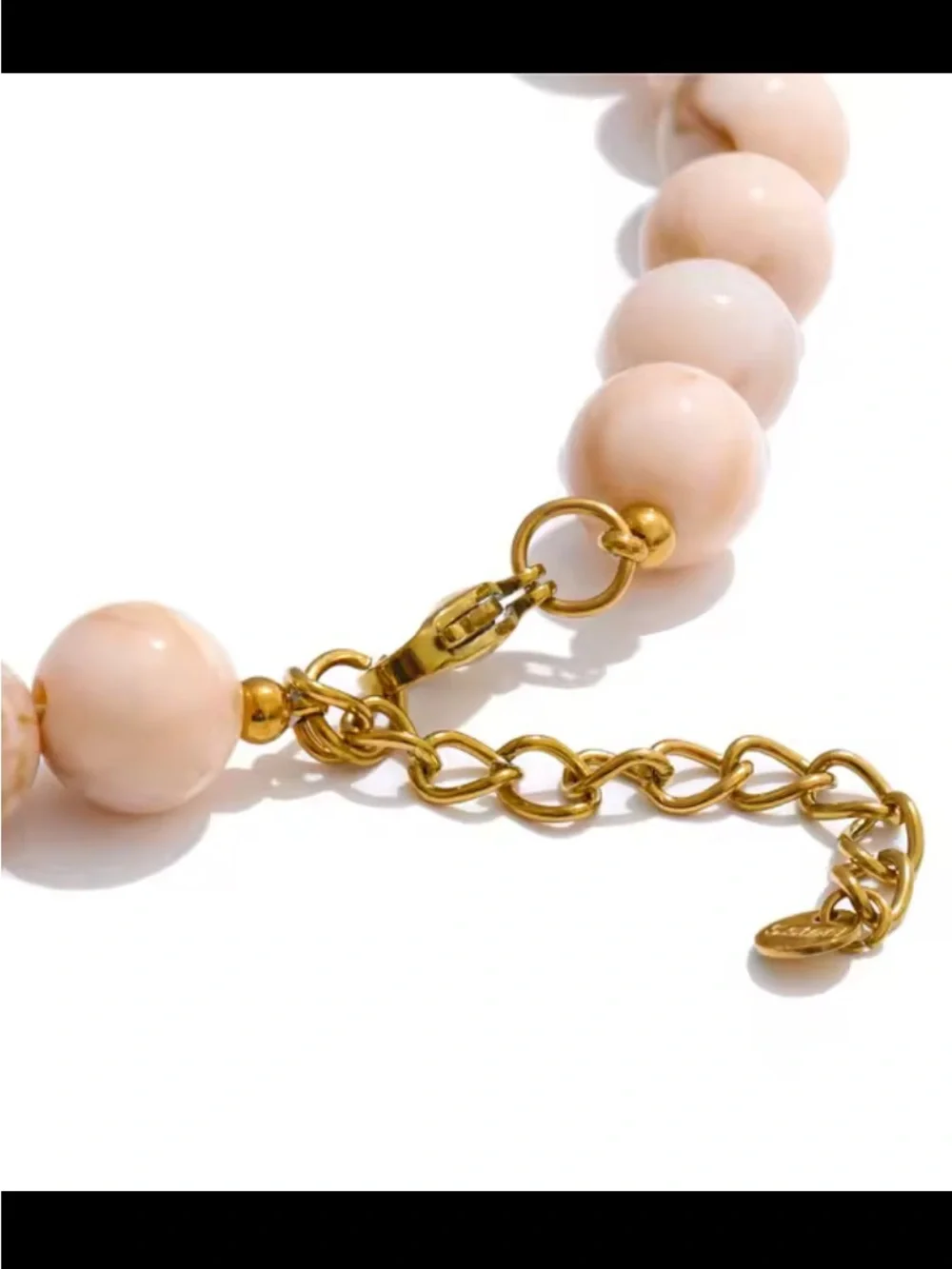 Couture Gold Cream Shell Charm Beaded Necklace - Picture 6 of 11